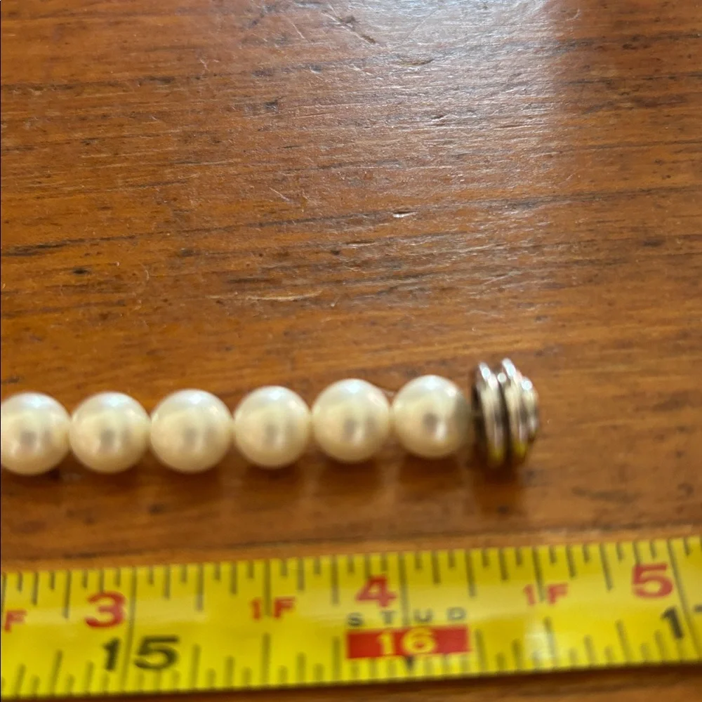 Judith Ripka faux pearl necklace with fitting for pendants and MOP Maltese cross